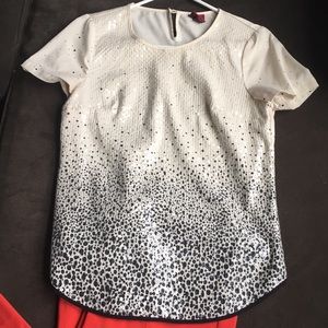 Black white sequined top XS
